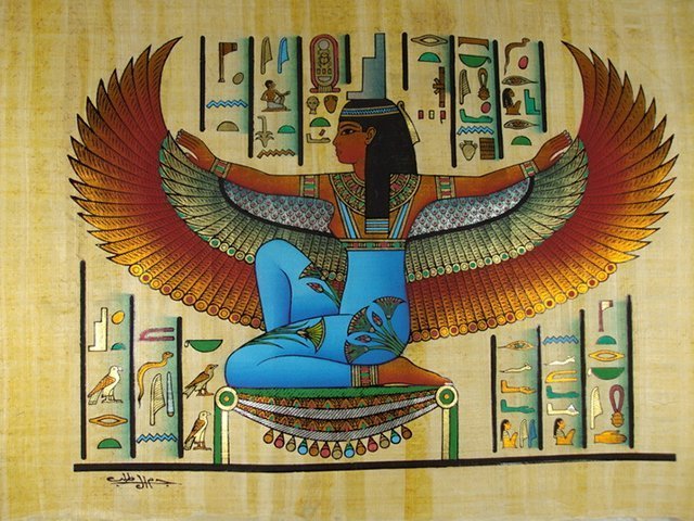 изображение Исиды на папирусе