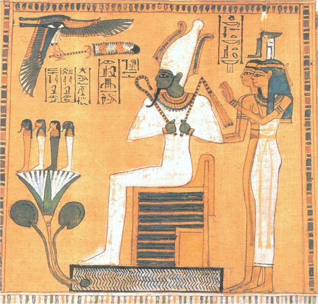 изображение осириса и исиды на папирусе